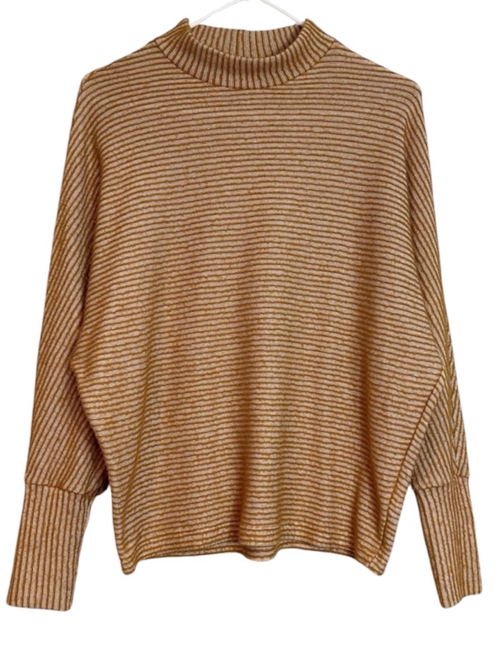 Urban Outfitters Out From Under Golden Tan Stripe Mock Neck Dolman Sleeve Top